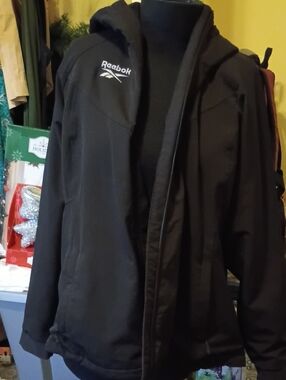 Reebok Women's Faux Fur Black Hooded Performance Jacket